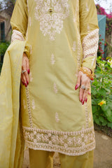 Solène - Radiant Lime Green Embroidered 3PC Suit