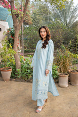 Skye - Serene Sky Blue Embroidered 3PC Suit