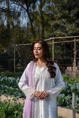 Pearline - Ethereal White & Pink Embroidered 3PC Suit