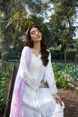 Pearline - Ethereal White & Pink Embroidered 3PC Suit
