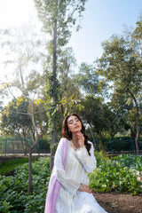 Pearline - Ethereal White & Pink Embroidered 3PC Suit