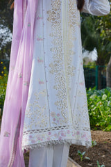 Pearline - Ethereal White & Pink Embroidered 3PC Suit