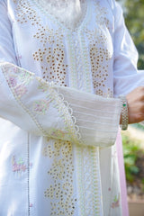 Pearline - Ethereal White & Pink Embroidered 3PC Suit