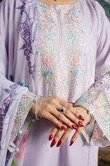 Liliora - Chic Lavender Embroidered 3PC Suit