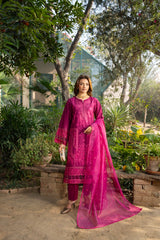 Rosé - Fuchsia Bloom Premium Embroidered 3PC Suit