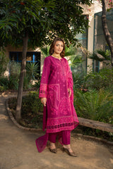 Rosé - Fuchsia Bloom Premium Embroidered 3PC Suit