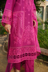 Rosé - Fuchsia Bloom Premium Embroidered 3PC Suit