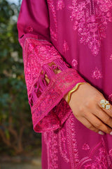 Rosé - Fuchsia Bloom Premium Embroidered 3PC Suit