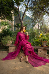 Rosé - Fuchsia Bloom Premium Embroidered 3PC Suit