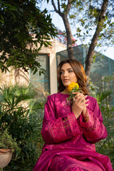 Rosé - Fuchsia Bloom Premium Embroidered 3PC Suit