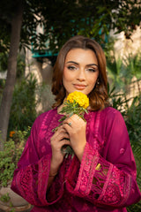 Rosé - Fuchsia Bloom Premium Embroidered 3PC Suit