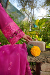 Rosé - Fuchsia Bloom Premium Embroidered 3PC Suit
