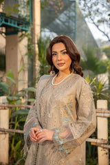 Haline - Elegant 3D Embroidered Beige 3PC Suit
