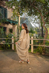 Haline - Elegant 3D Embroidered Beige 3PC Suit
