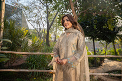 Haline - Elegant 3D Embroidered Beige 3PC Suit