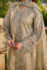 Haline - Elegant 3D Embroidered Beige 3PC Suit