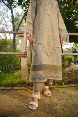 Haline - Elegant 3D Embroidered Beige 3PC Suit