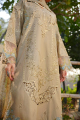 Haline - Elegant 3D Embroidered Beige 3PC Suit
