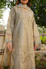 Haline - Elegant 3D Embroidered Beige 3PC Suit