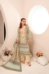 EMBROIDERED PRINTED LAWN 3PC SUIT