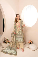 EMBROIDERED PRINTED LAWN 3PC SUIT