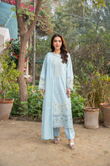 Skye - Serene Sky Blue Embroidered 3PC Suit