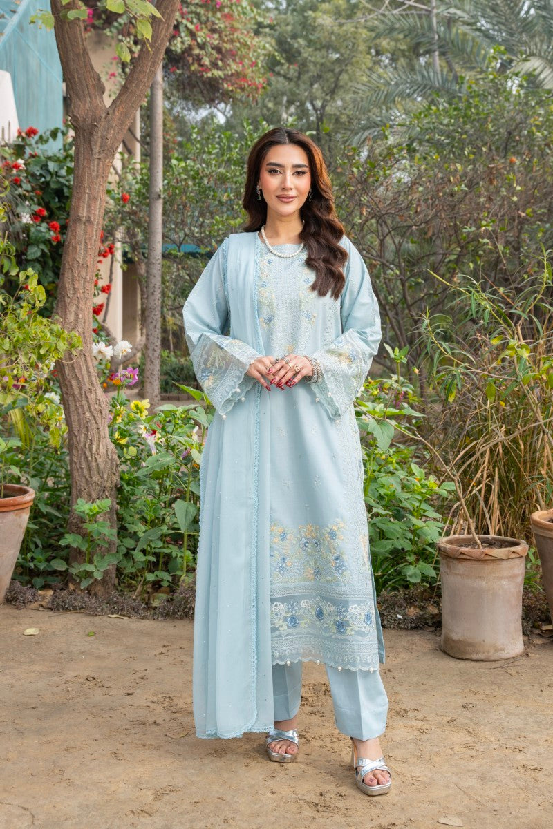 Skye - Serene Sky Blue Embroidered 3PC Suit