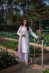 Pearline - Ethereal White & Pink Embroidered 3PC Suit