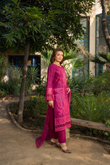 Rosé - Fuchsia Bloom Premium Embroidered 3PC Suit